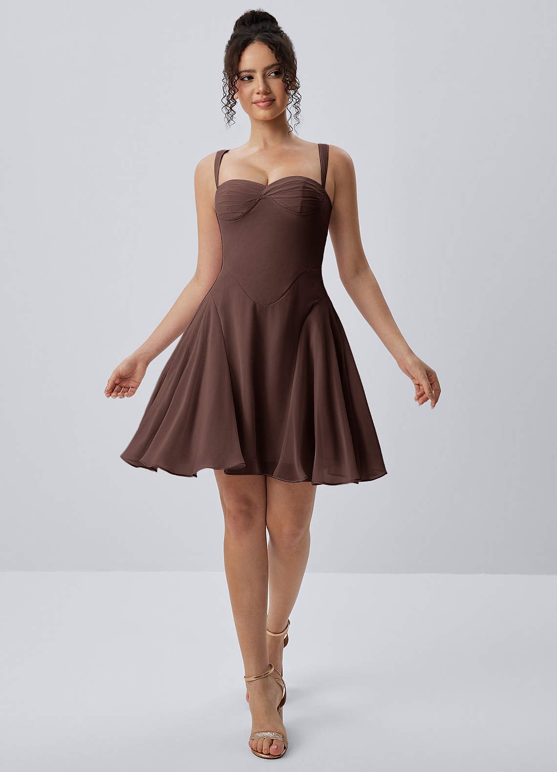 Isadora A-Line Sweetheart Chiffon Prom Dress in Ganache