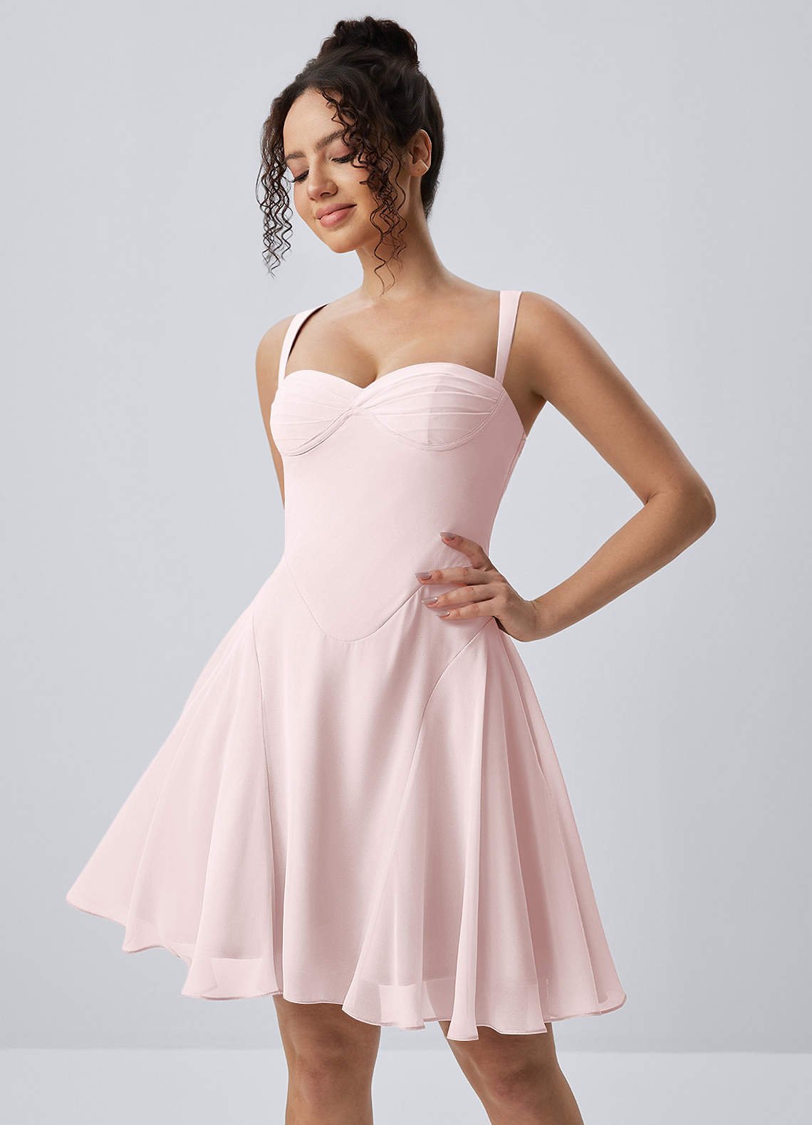 Isadora A-Line Sweetheart Chiffon Prom Dress in Blushing Pink