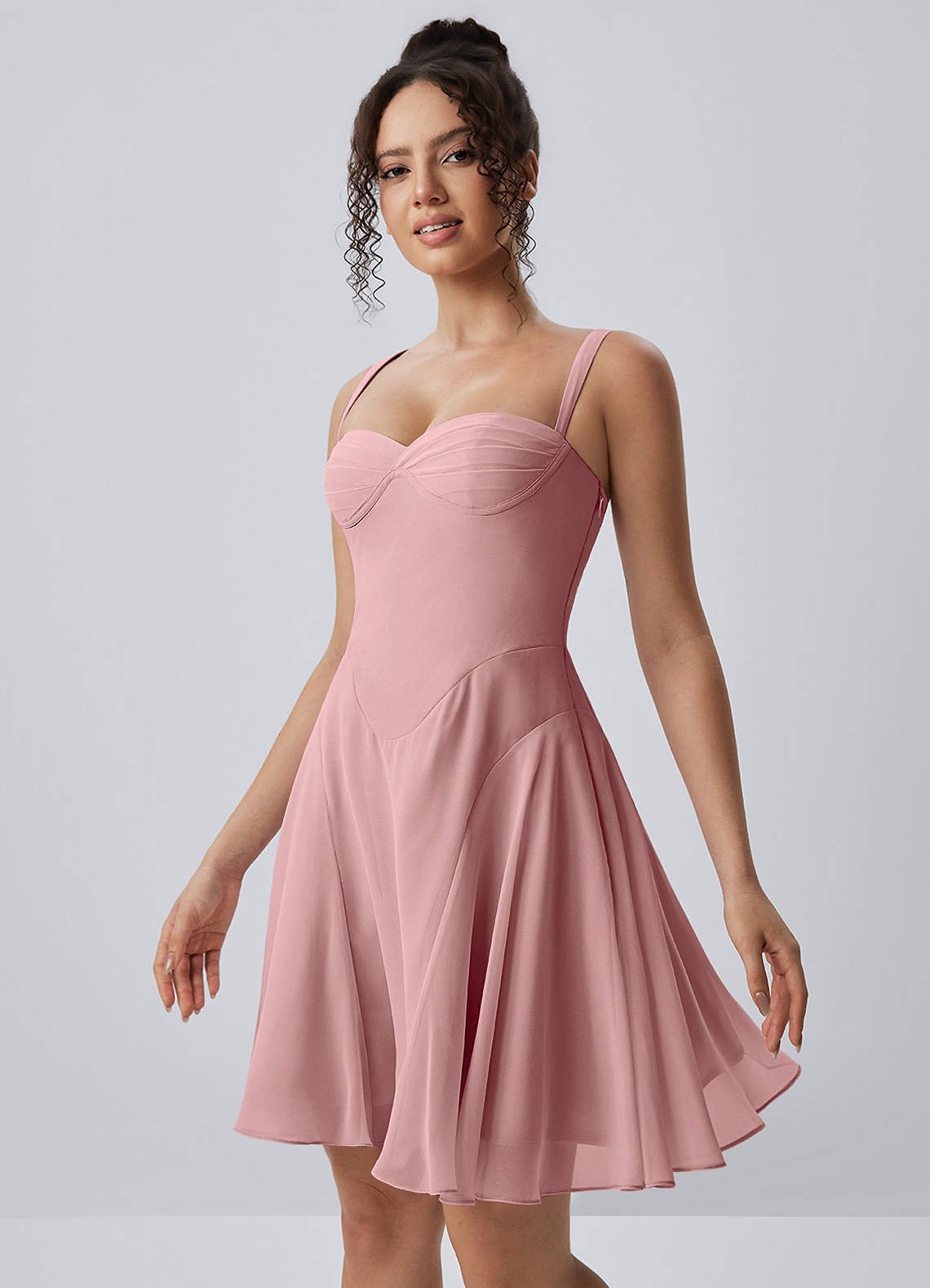 Isadora A-Line Sweetheart Chiffon Prom Dress in Dusty Rose