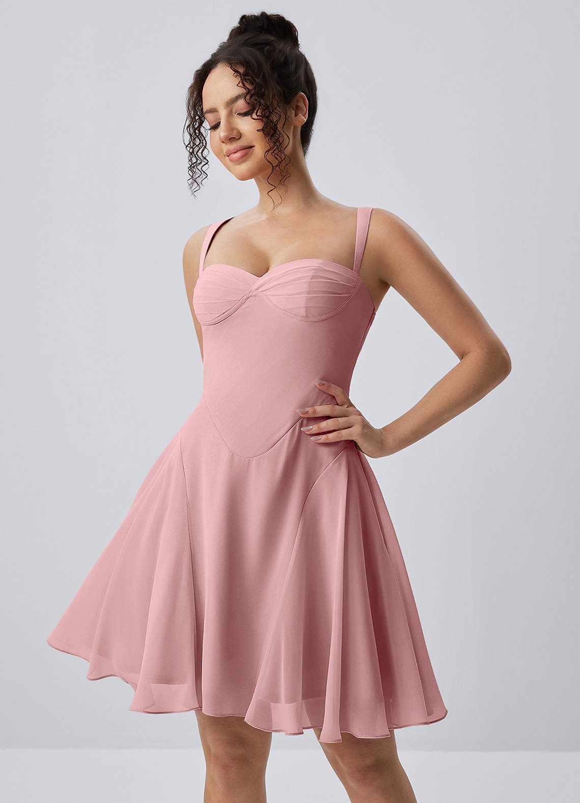 Isadora A-Line Sweetheart Chiffon Prom Dress in Dusty Rose