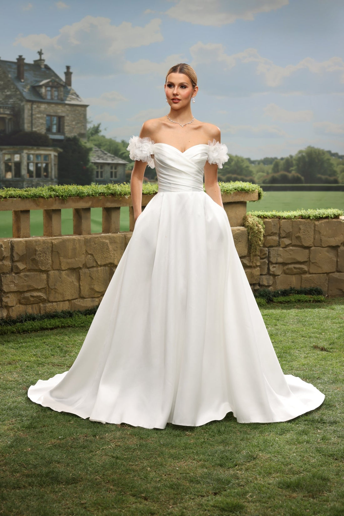 Isla white wedding dress front view 1