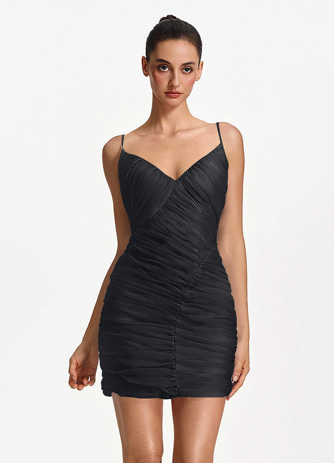 Isoldeanna Bodycon Mini V-Neck Mesh Prom Dress in Sage