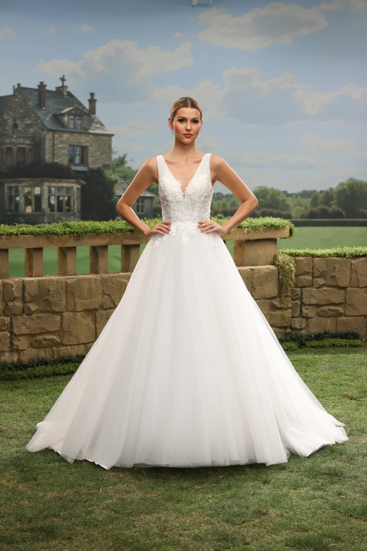 Ivelle A-Line V-Neck wedding dress — front view
