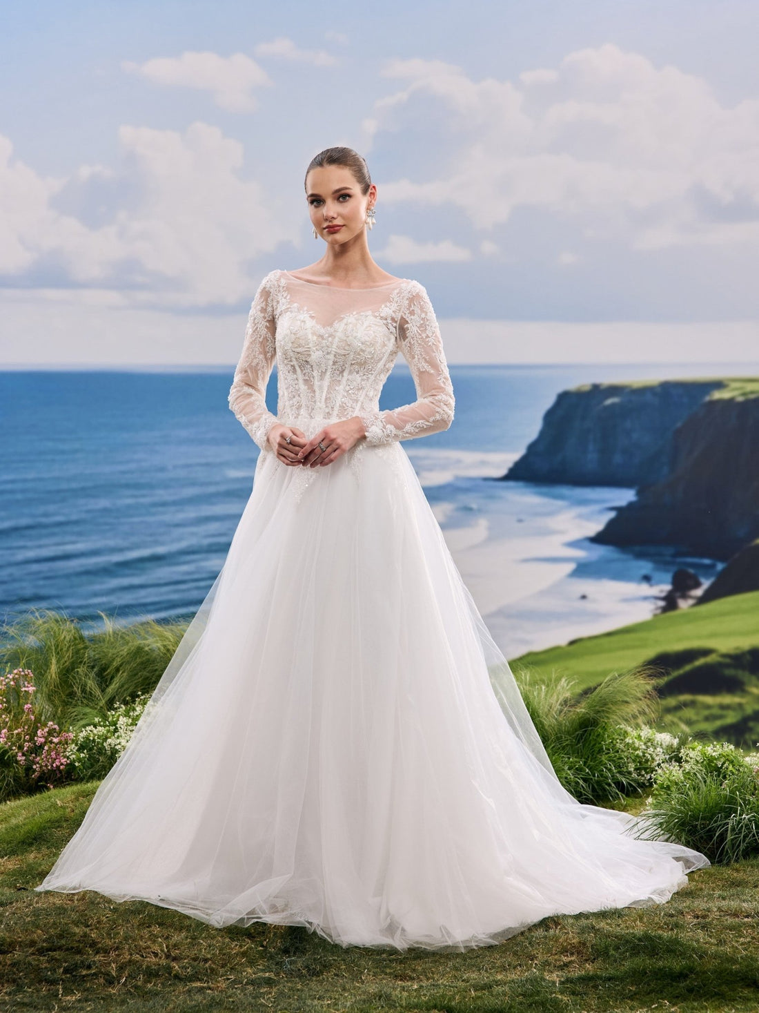 Iverelle white A-Line wedding dress, front view