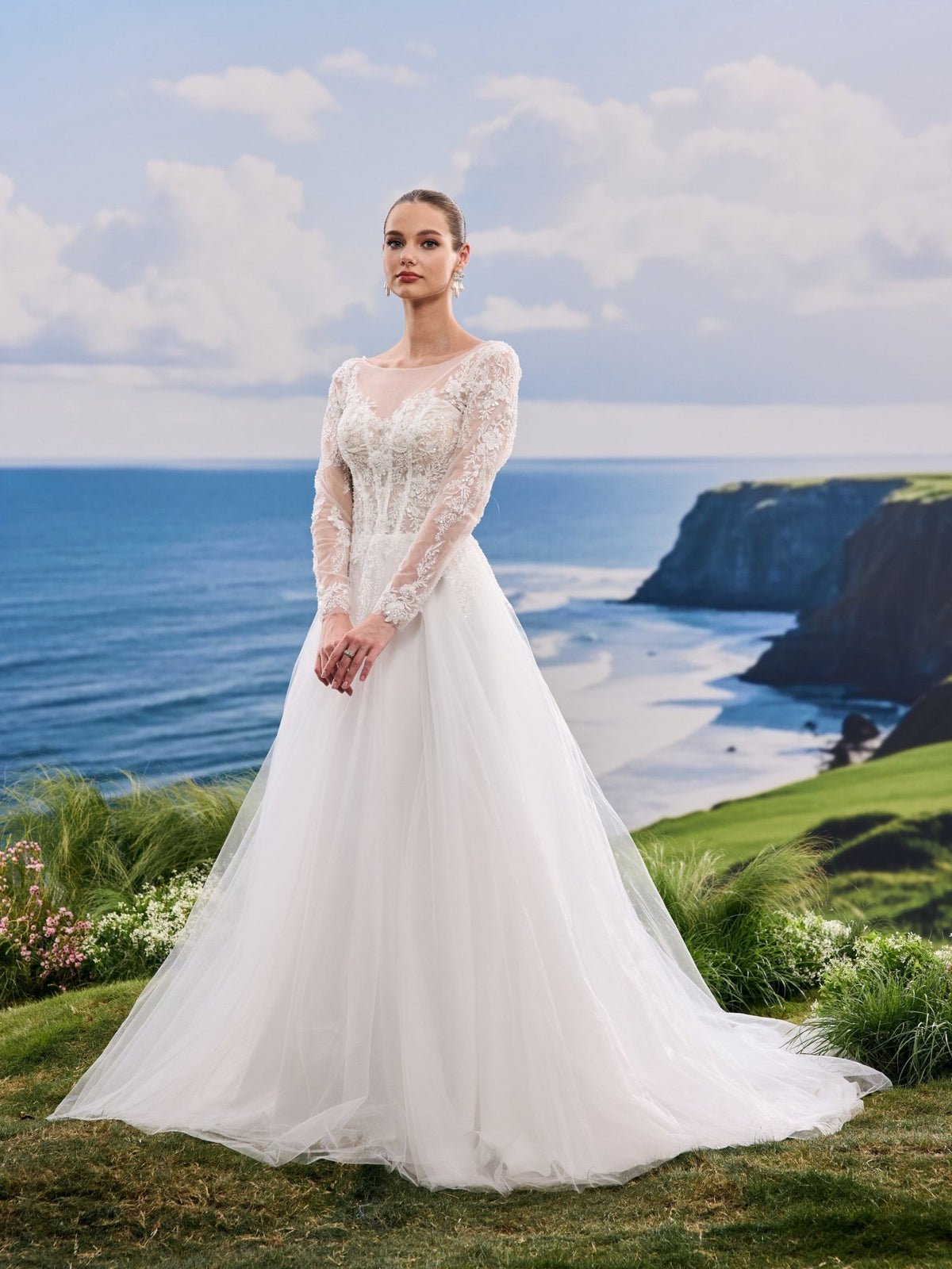 Iverelle white A-Line wedding dress, detail and alternate angle