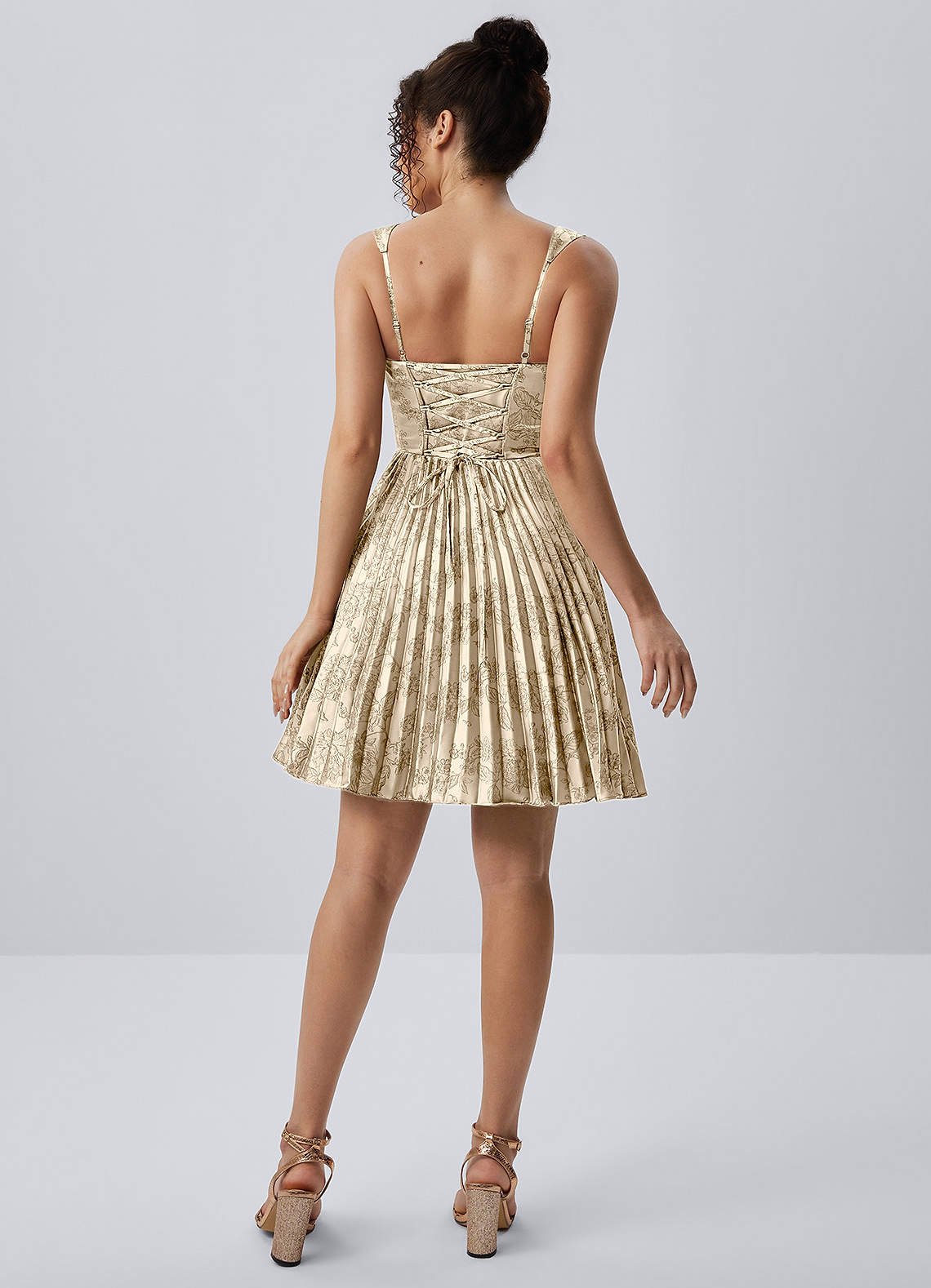 Jade A-Line Mini Corset Floral Satin Prom Dress in Ivory
