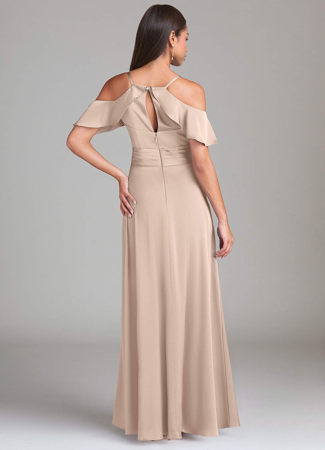 Dakota A-Line V-Neck Stretch Satin Bridesmaid Dress in English Rose