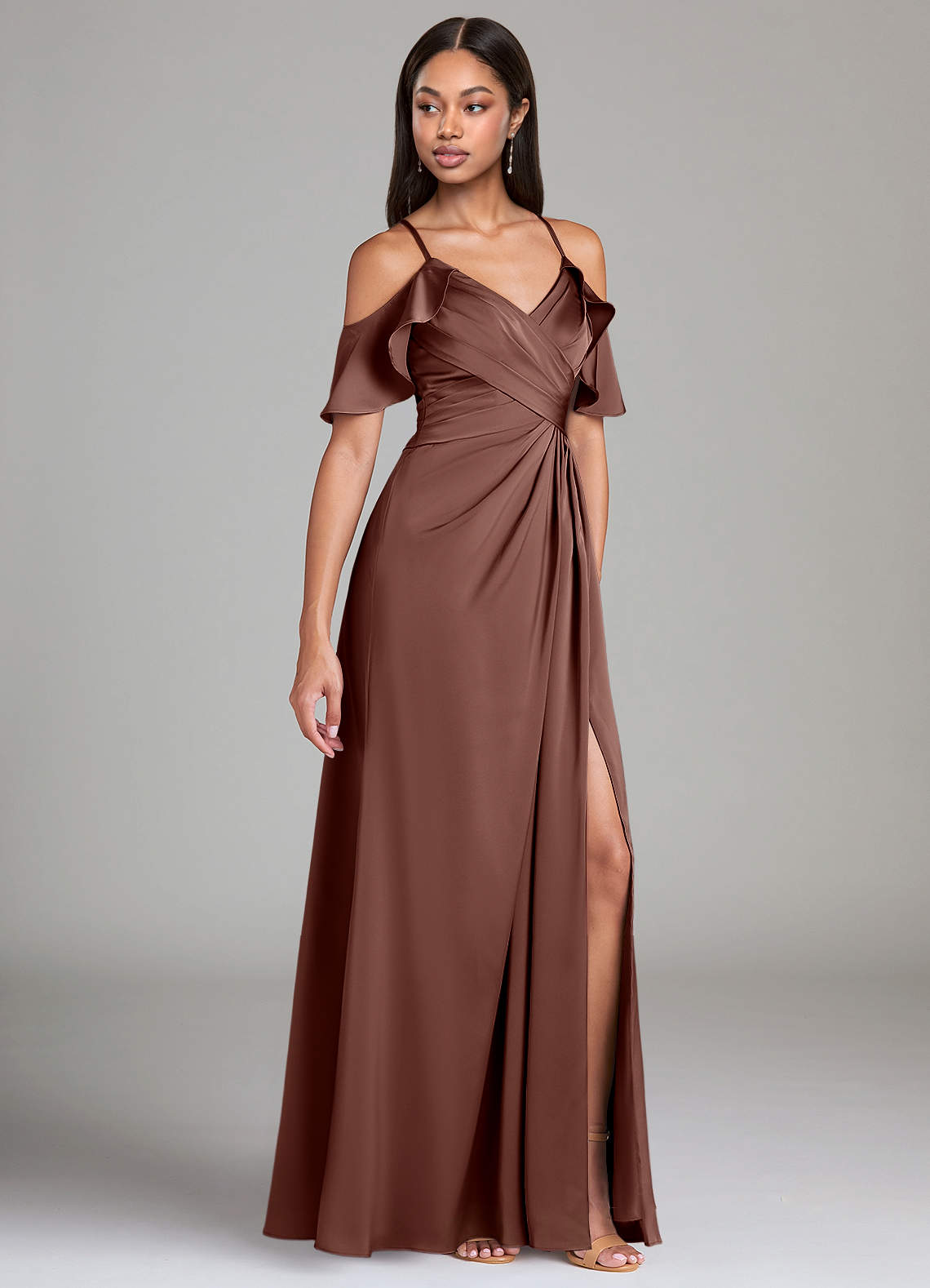 Dakota A-Line V-Neck Stretch Satin Bridesmaid Dress