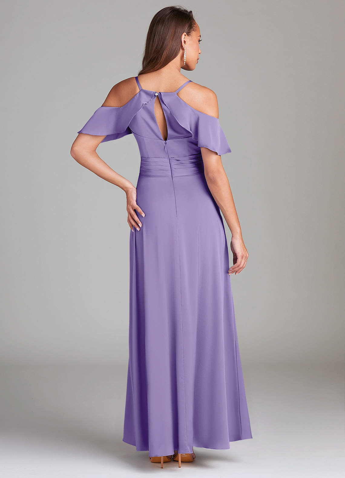 Dakota A-Line V-Neck Stretch Satin Bridesmaid Dress in Tahiti
