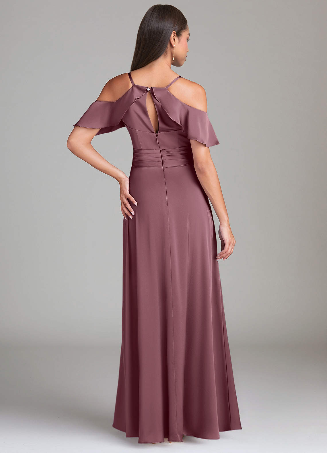 Dakota A-Line V-Neck Stretch Satin Bridesmaid Dress in Amethyst