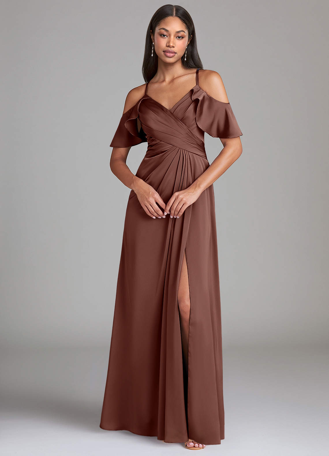 Dakota A-Line V-Neck Stretch Satin Bridesmaid Dress