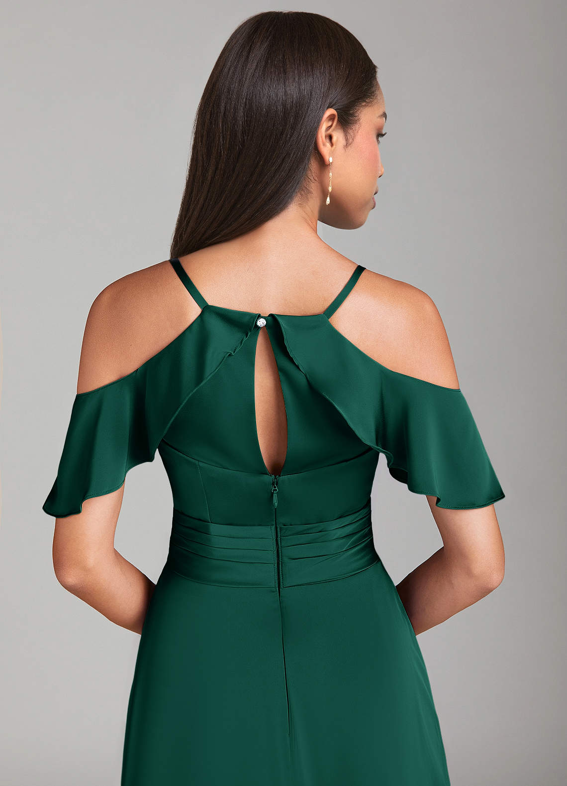Dakota A-Line V-Neck Stretch Satin Bridesmaid Dress