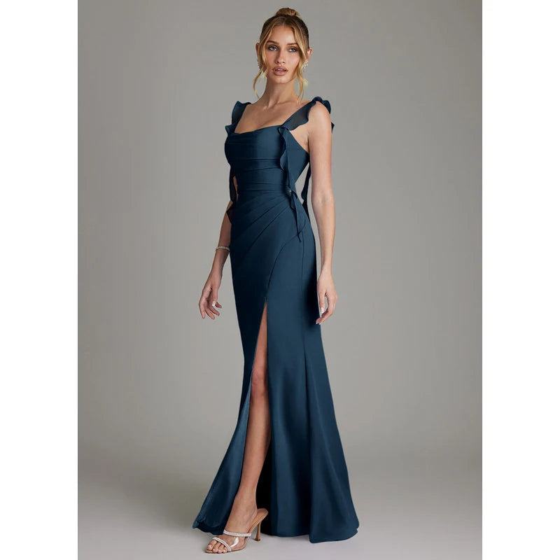 Jessamine Mermaid Sweetheart Chiffon Bridesmaid Dress in Dark Navy - additional view 11