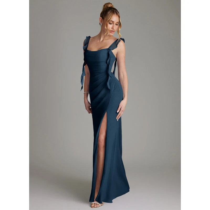 Jessamine Mermaid Sweetheart Chiffon Bridesmaid Dress in Dark Navy - additional view 12