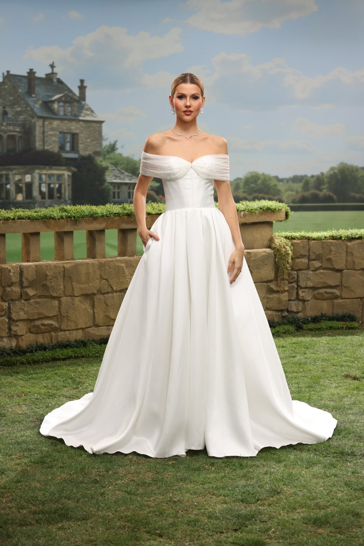 Jora white wedding dress front view 1