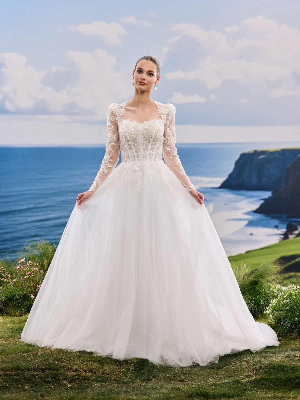 Jorina white A-Line wedding dress, front view