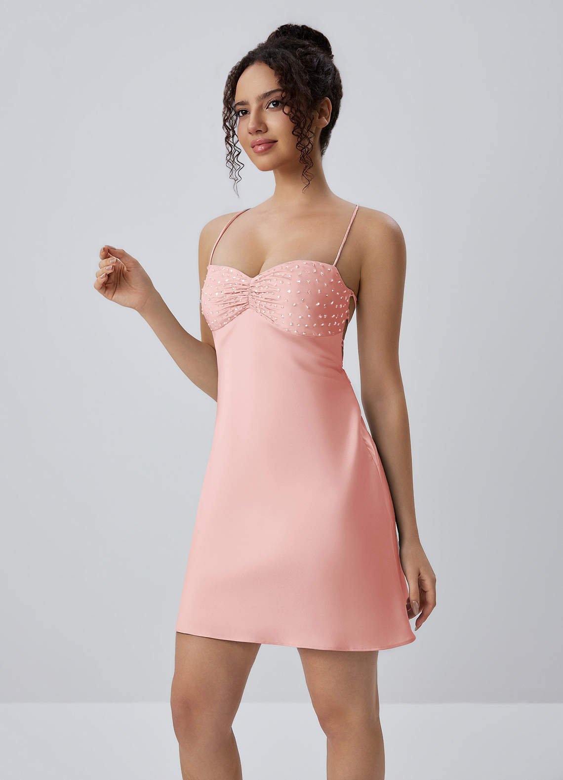 Joviannelle A-Line Spaghetti-Strap Satin Prom Dress in Pastel Yellow