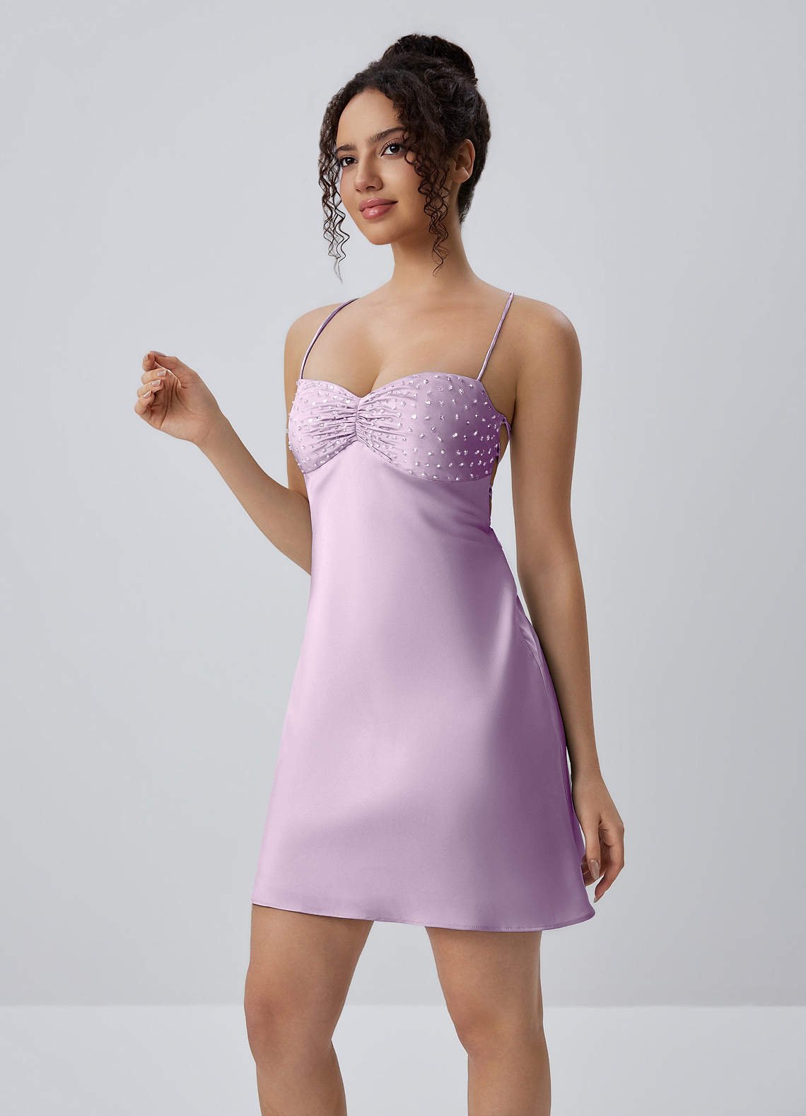 Joviannelle A-Line Spaghetti-Strap Satin Prom Dress in Pastel Yellow