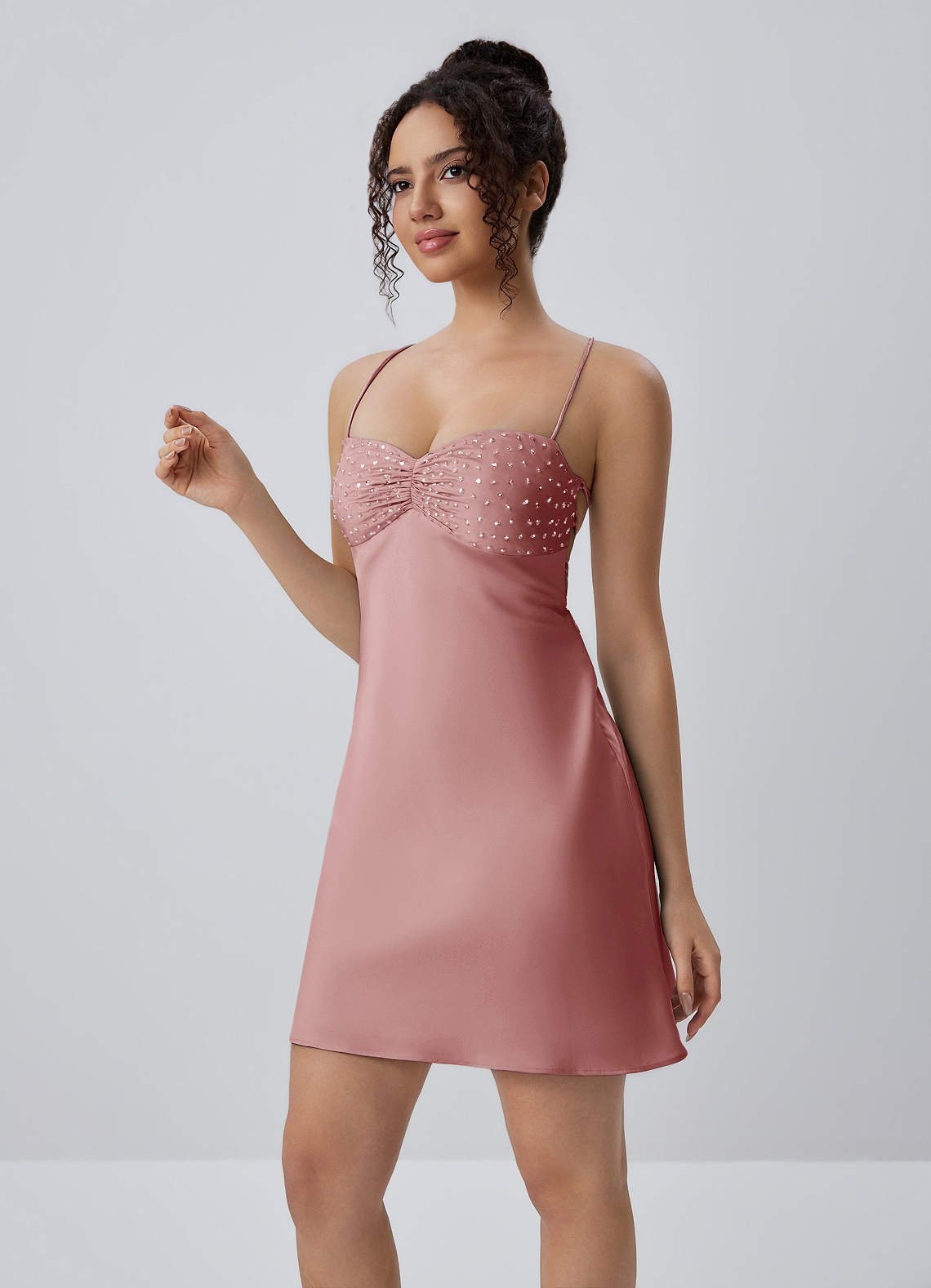 Joviannelle A-Line Spaghetti-Strap Satin Prom Dress in Pastel Yellow