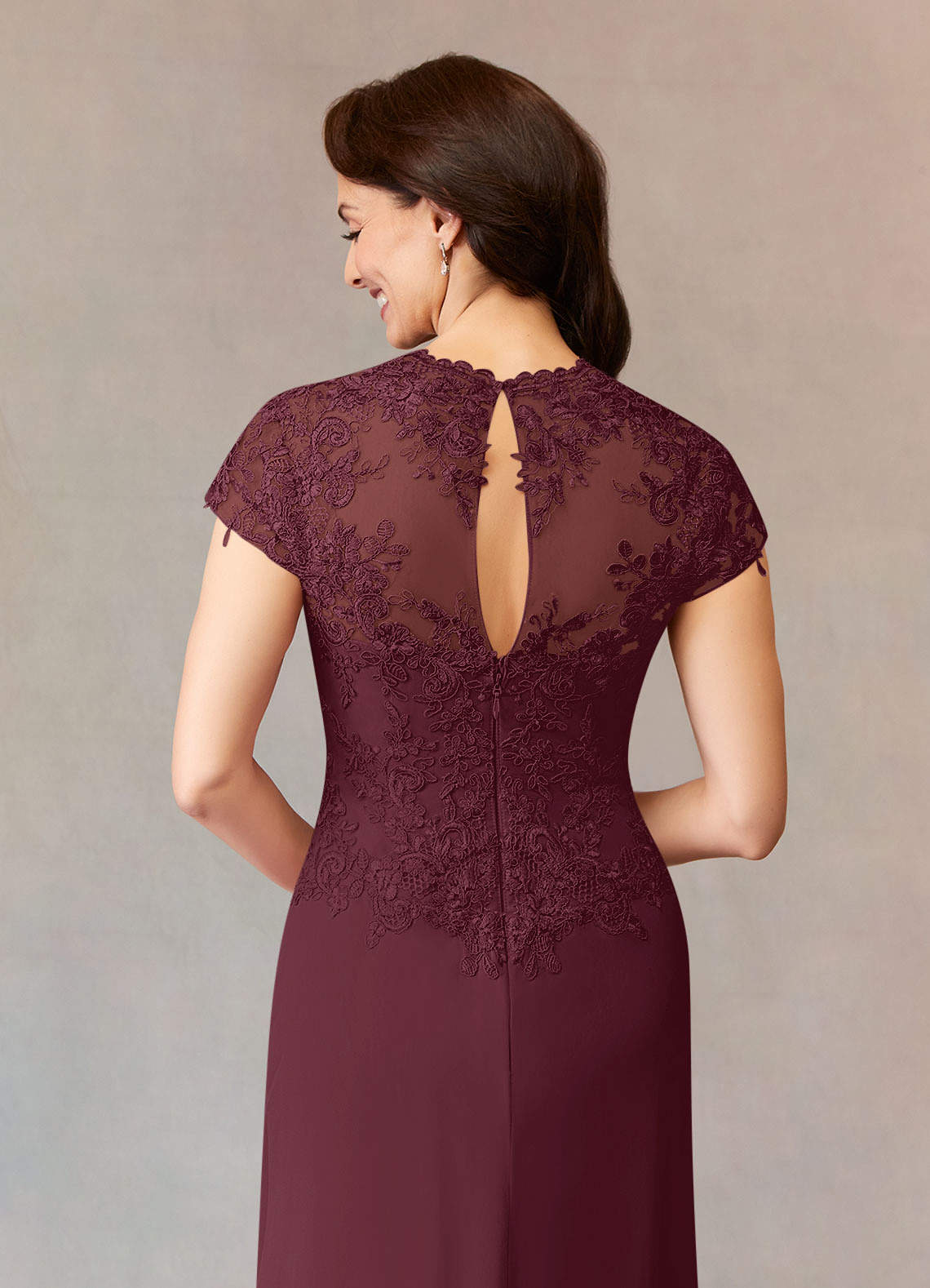 Junie A-Line Queen Anne Chiffon Mother of the Bride Dress