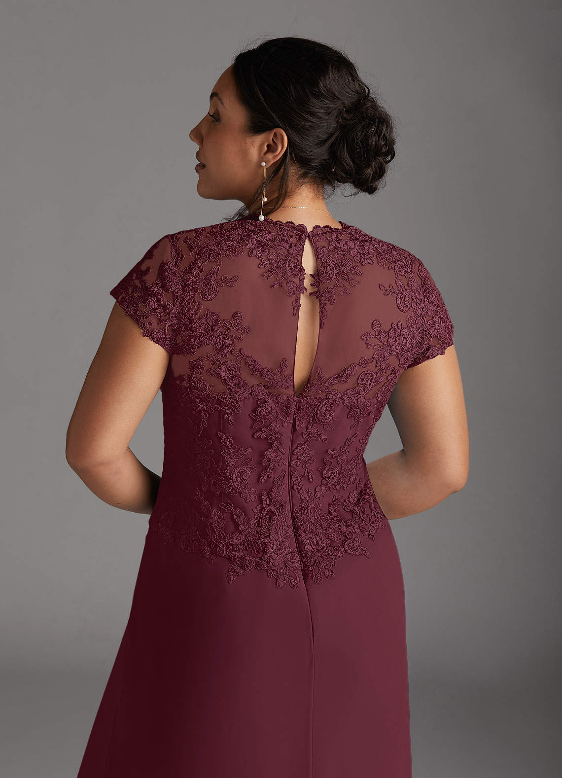 Junie A-Line Queen Anne Chiffon Mother of the Bride Dress
