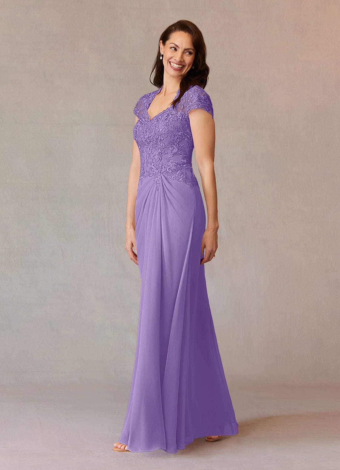 Junie A-Line Queen Anne Chiffon Mother of the Bride Dress in Tahiti