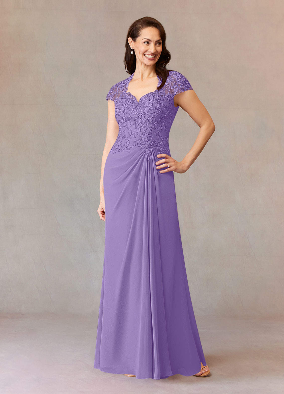 Junie A-Line Queen Anne Chiffon Mother of the Bride Dress in Tahiti