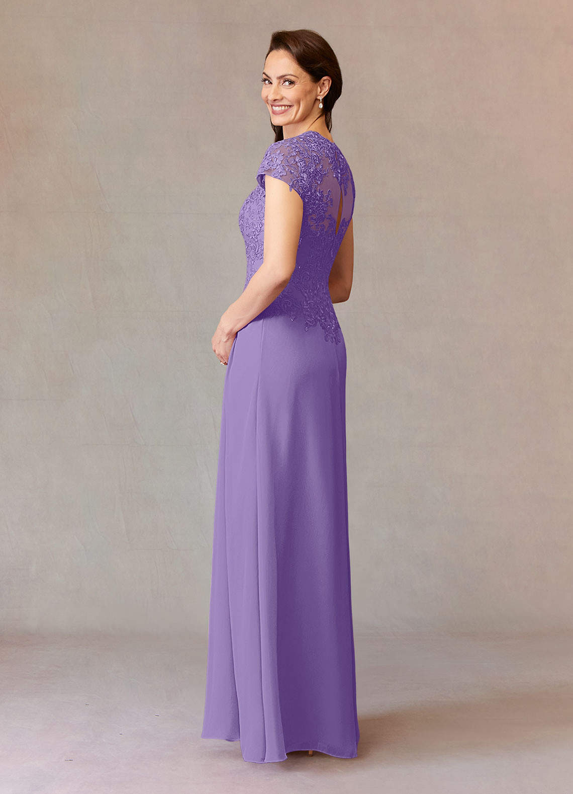Junie A-Line Queen Anne Chiffon Mother of the Bride Dress in Tahiti