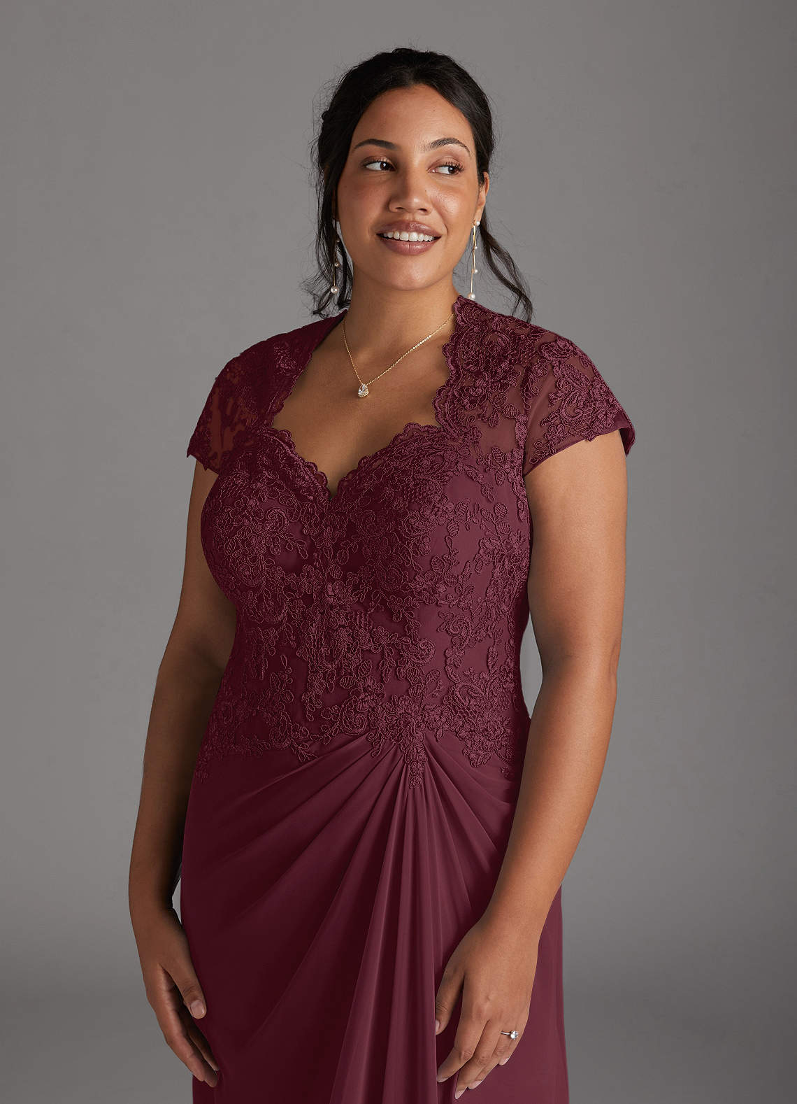 Junie A-Line Queen Anne Chiffon Mother of the Bride Dress