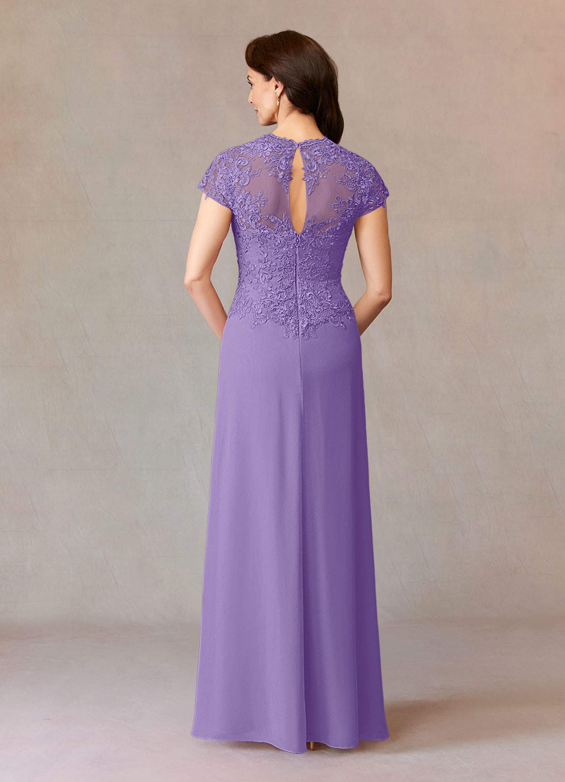 Junie A-Line Queen Anne Chiffon Mother of the Bride Dress in Tahiti