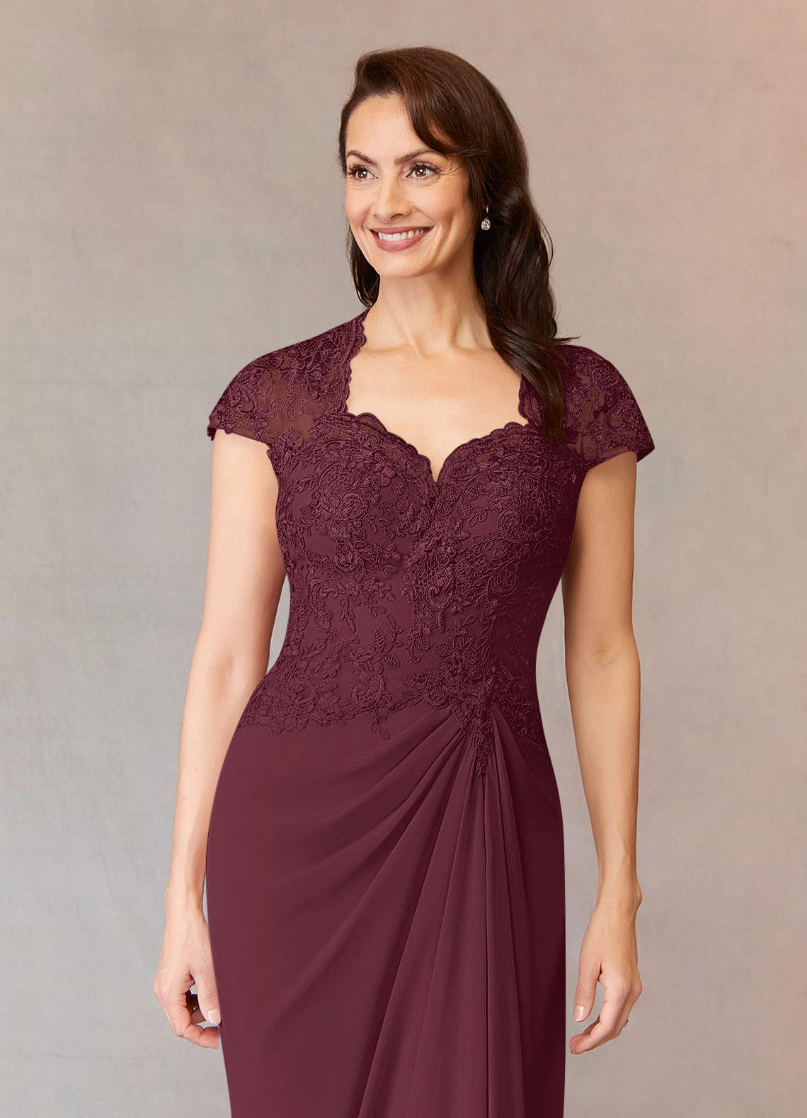 Junie A-Line Queen Anne Chiffon Mother of the Bride Dress