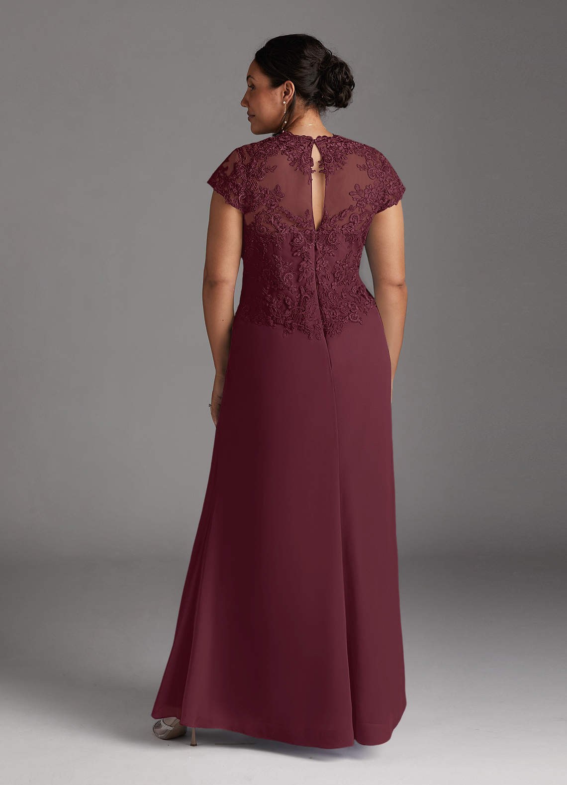 Junie A-Line Queen Anne Chiffon Mother of the Bride Dress