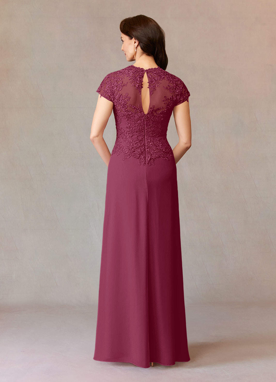 Junie A-Line Queen Anne Chiffon Mother of the Bride Dress in Mulberry