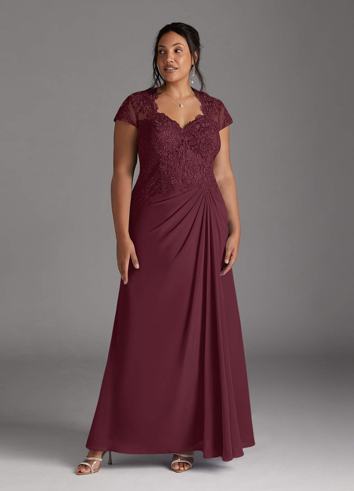 Junie A-Line Queen Anne Chiffon Mother of the Bride Dress