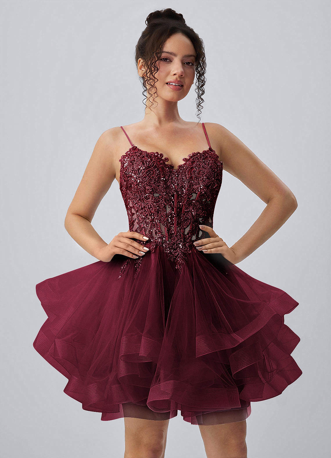 Katia A-Line Mini Corset Tulle Prom Dress in black