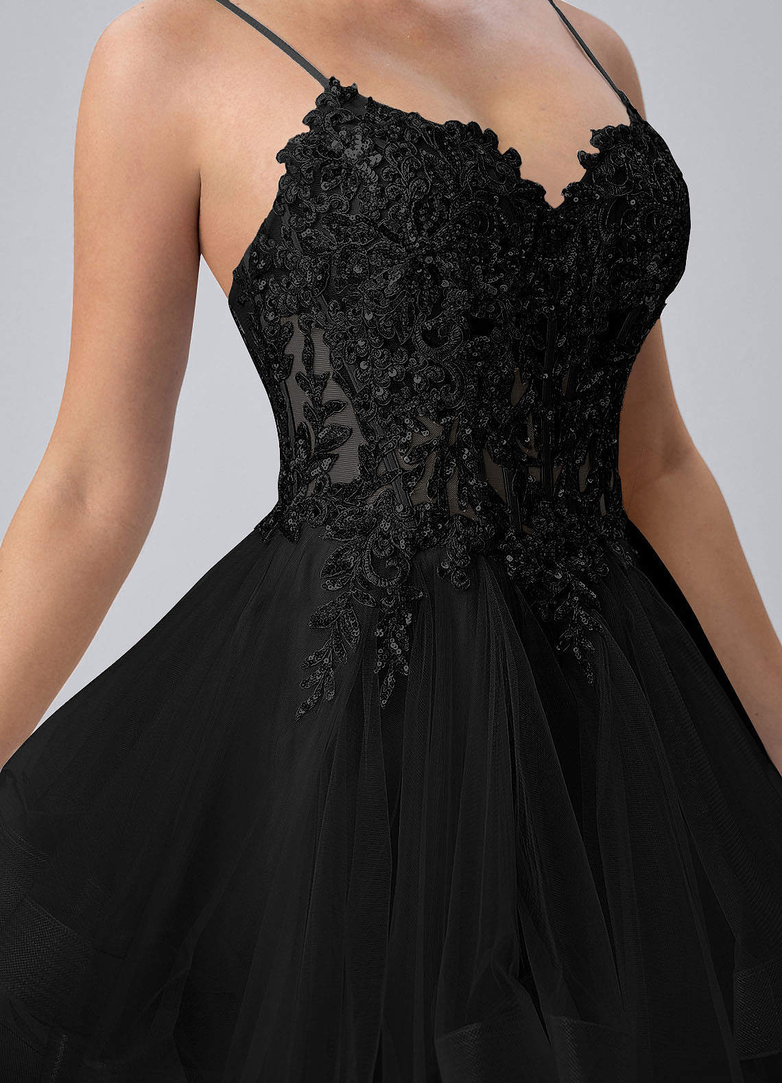 Katia A-Line Mini Corset Tulle Prom Dress in black