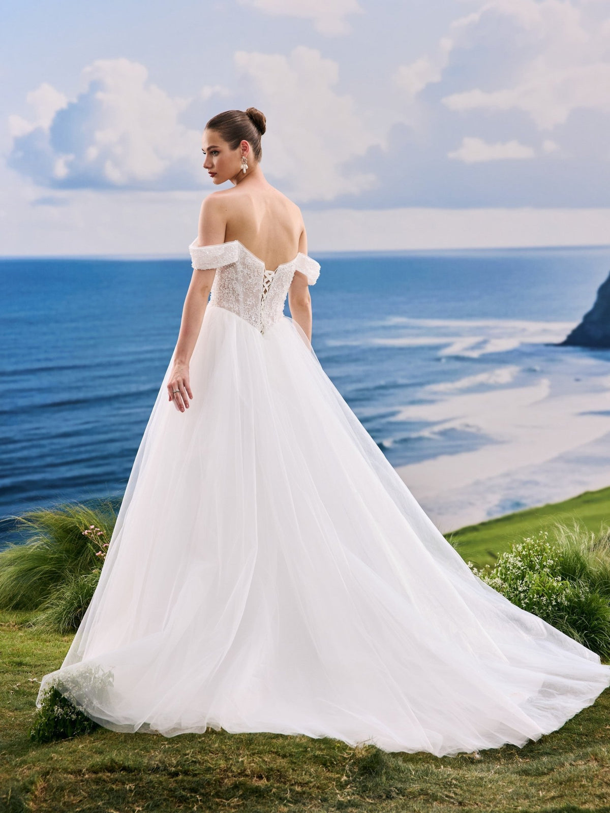 Kavina white wedding dress, back view
