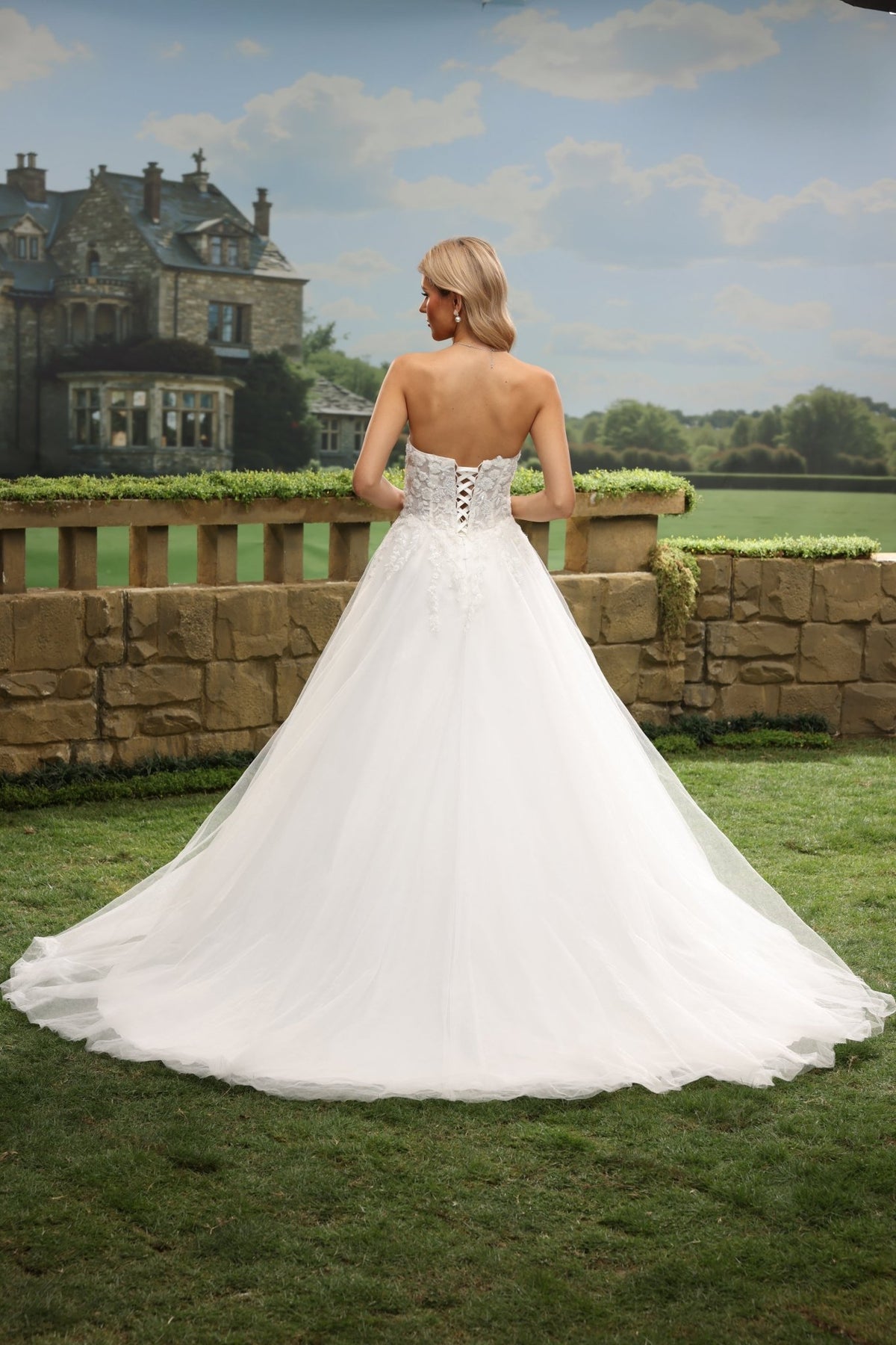 Kesia A-Line Strapless Straight-Neck wedding dress — back view