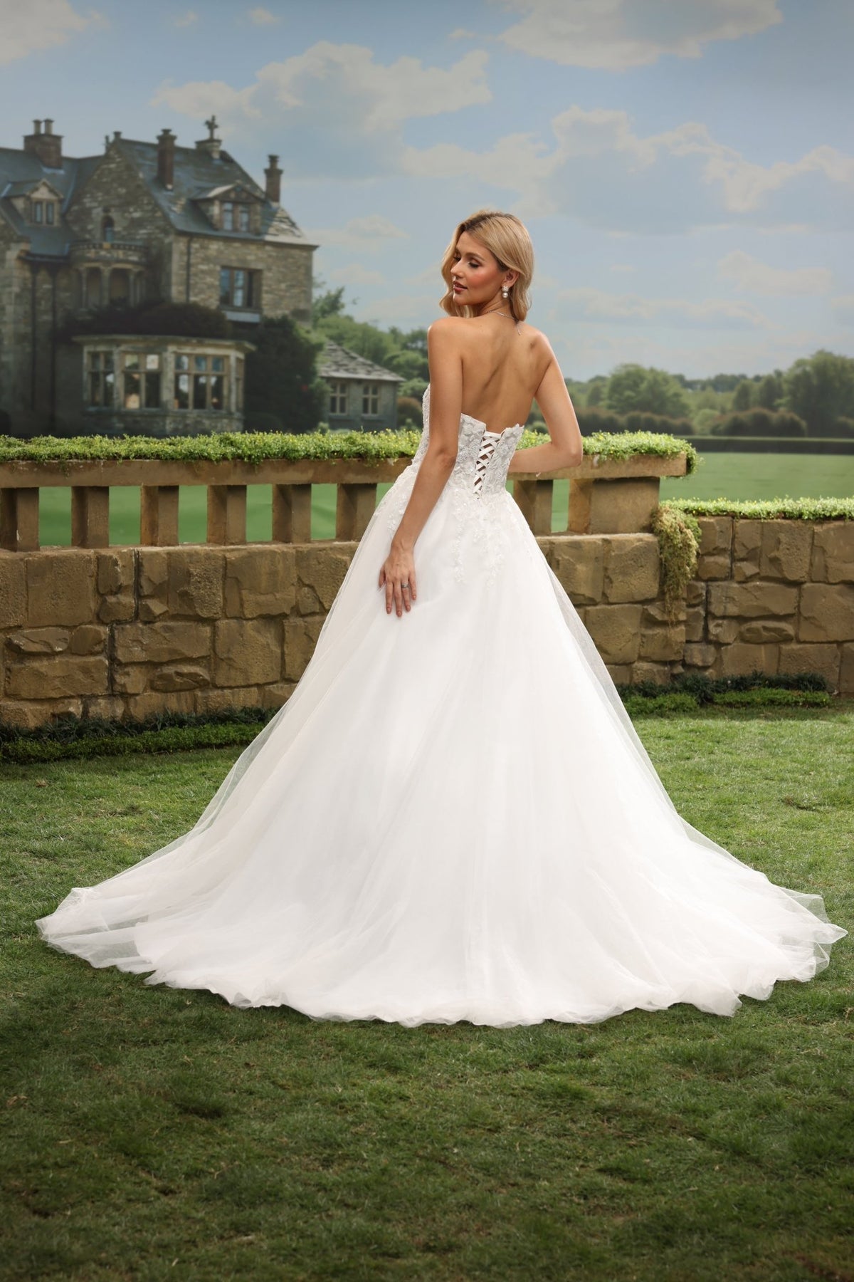 Kesia A-Line Strapless Straight-Neck wedding dress — back view
