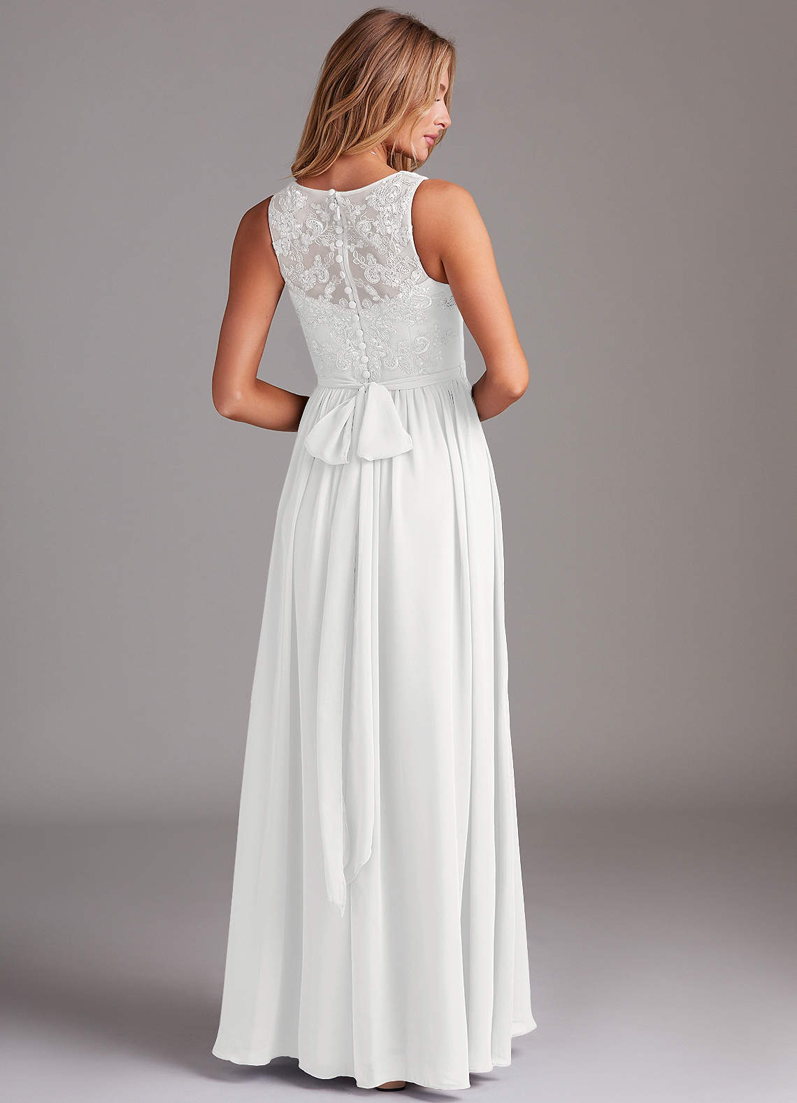 Kingsley A-Line V-Neck Chiffon Bridesmaid Dress in white