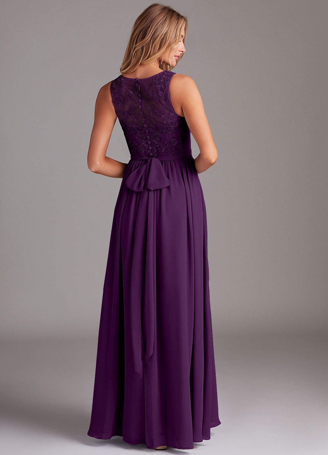 Kingsley A-Line V-Neck Chiffon Bridesmaid Dress in Grape