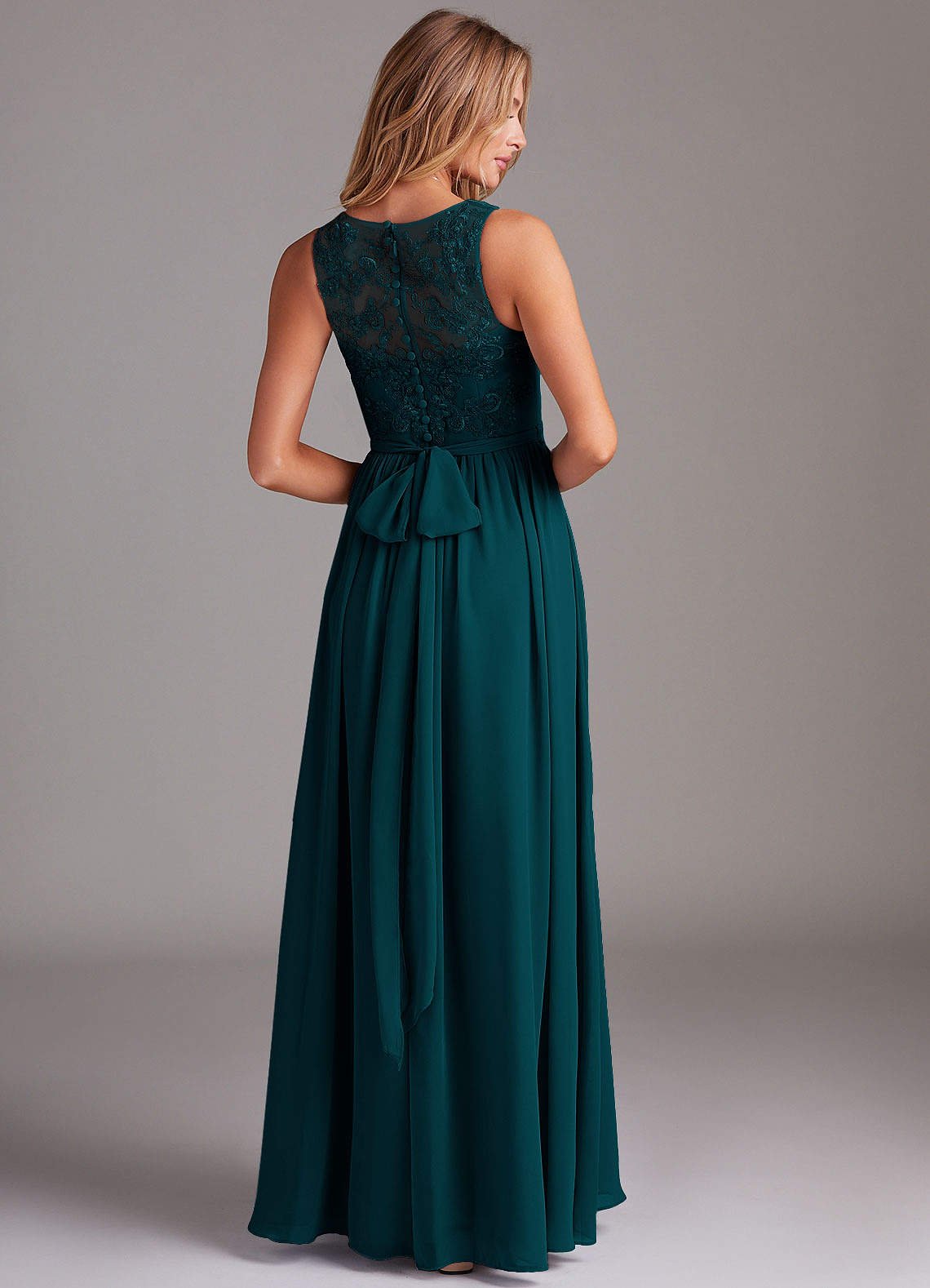 Kingsley A-Line V-Neck Chiffon Bridesmaid Dress in Pine