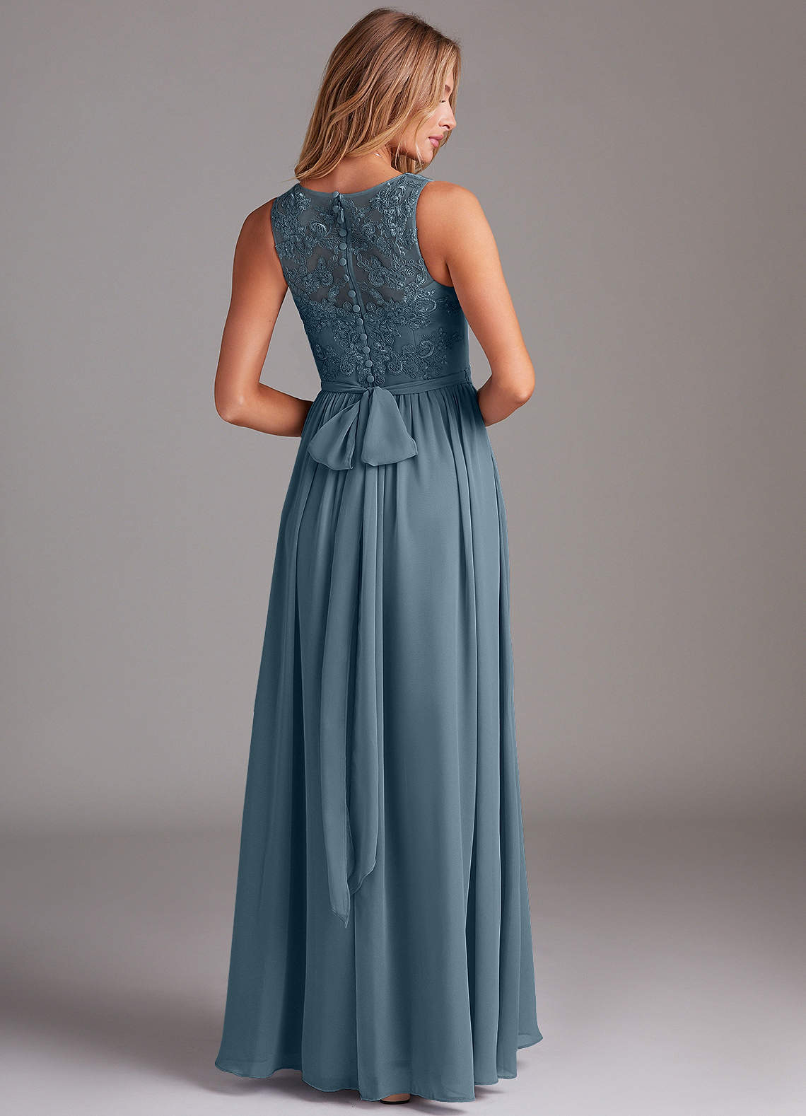 Kingsley A-Line V-Neck Chiffon Bridesmaid Dress in Twilight