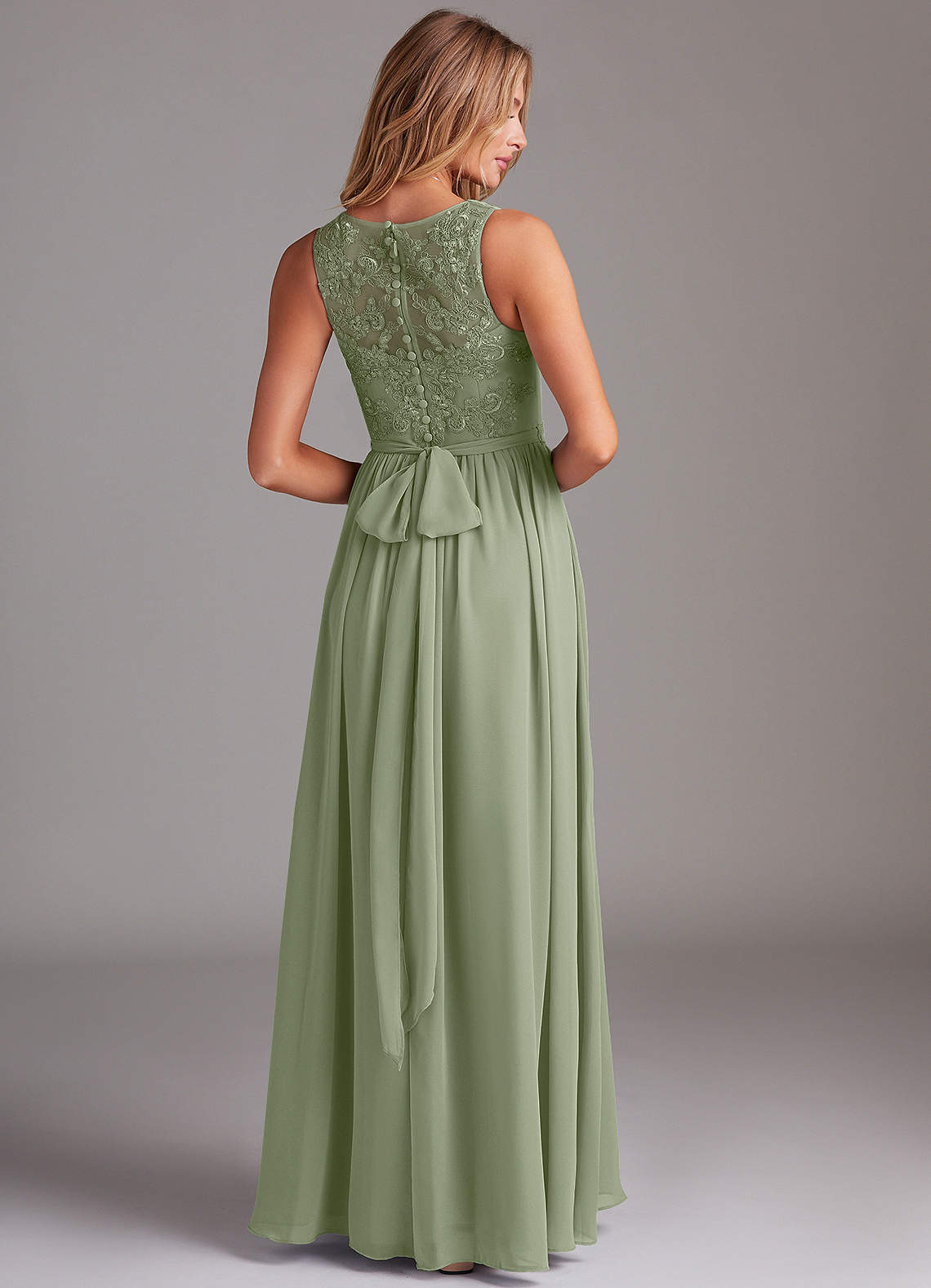 Kingsley A-Line V-Neck Chiffon Bridesmaid Dress in Pistachio