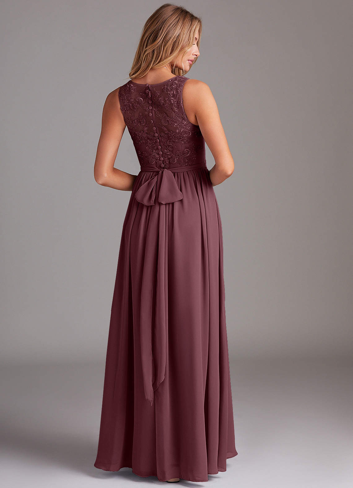 Kingsley A-Line V-Neck Chiffon Bridesmaid Dress in Sangria