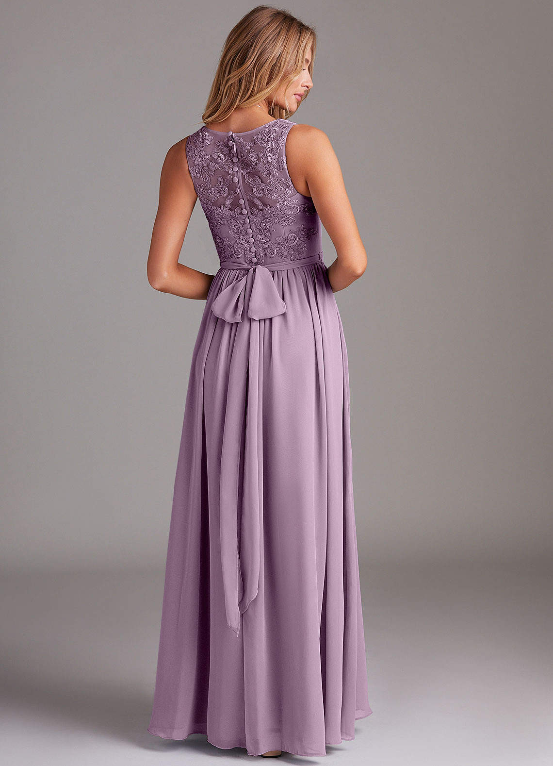 Kingsley A-Line V-Neck Chiffon Bridesmaid Dress in Wisteria