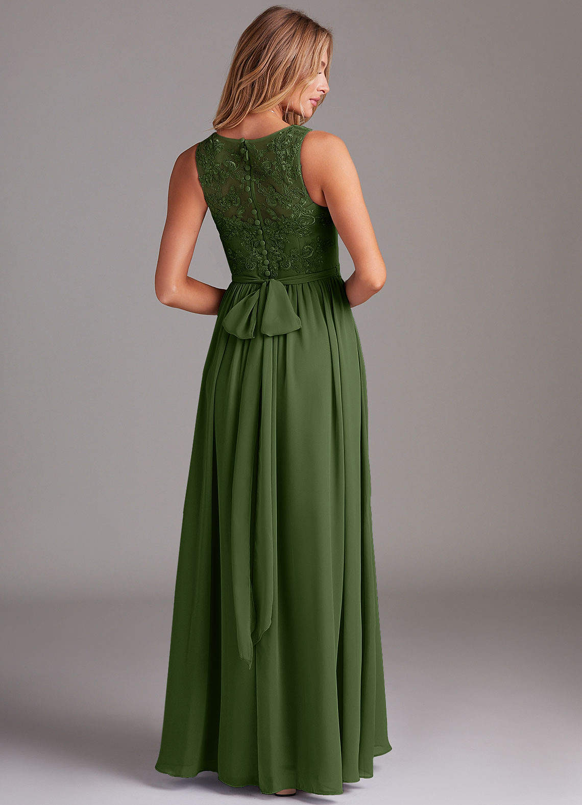 Kingsley A-Line V-Neck Chiffon Bridesmaid Dress in Olive