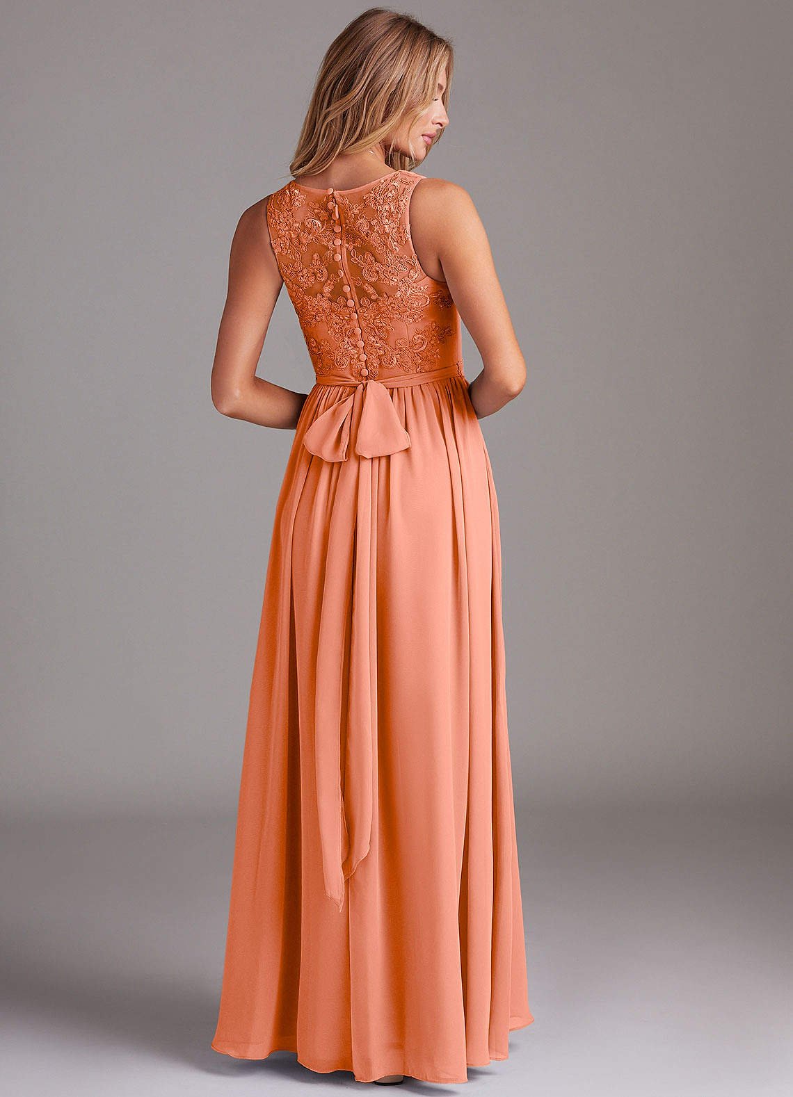 Kingsley A-Line V-Neck Chiffon Bridesmaid Dress in Sunset