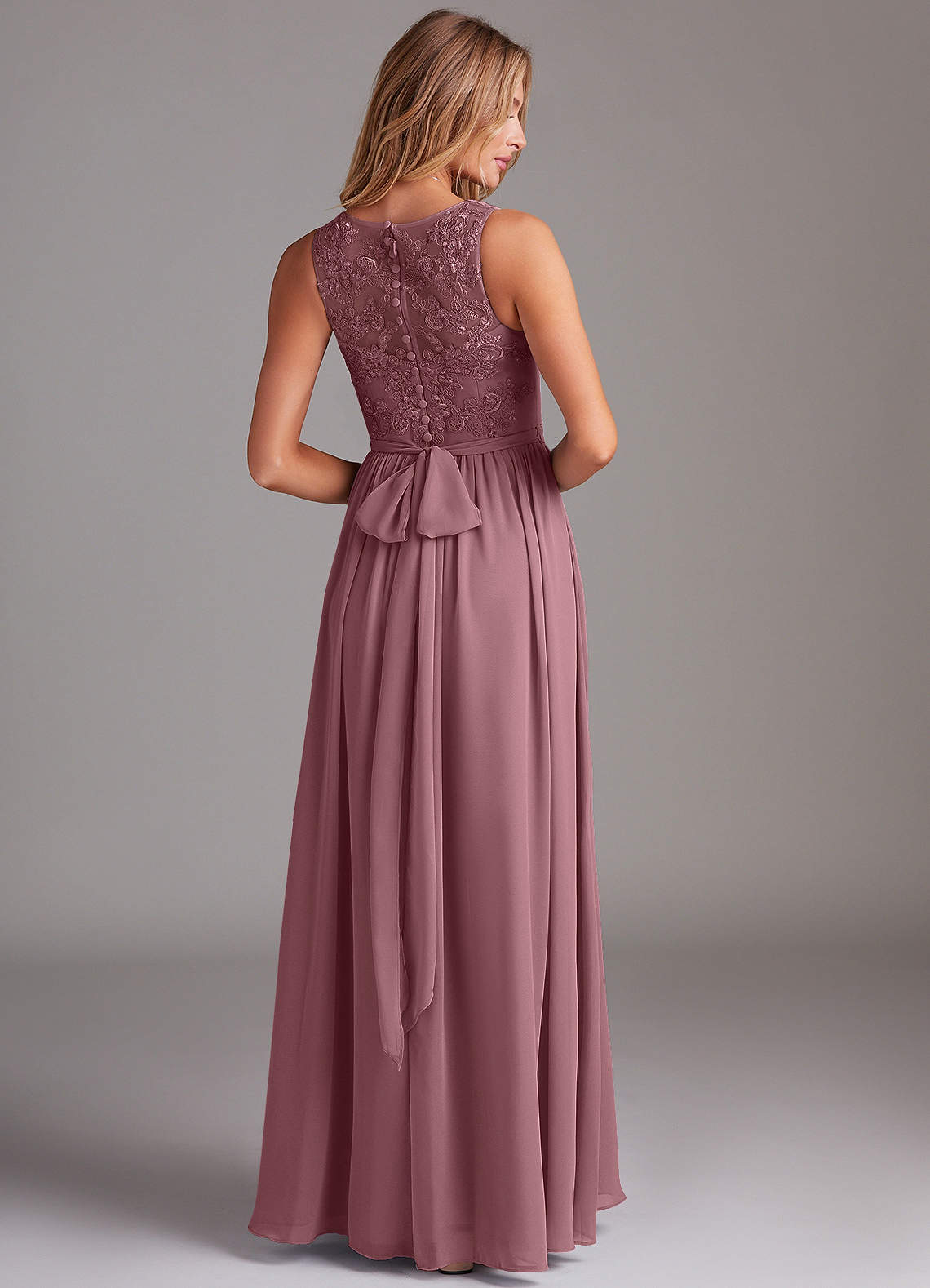 Kingsley A-Line V-Neck Chiffon Bridesmaid Dress in Amethyst