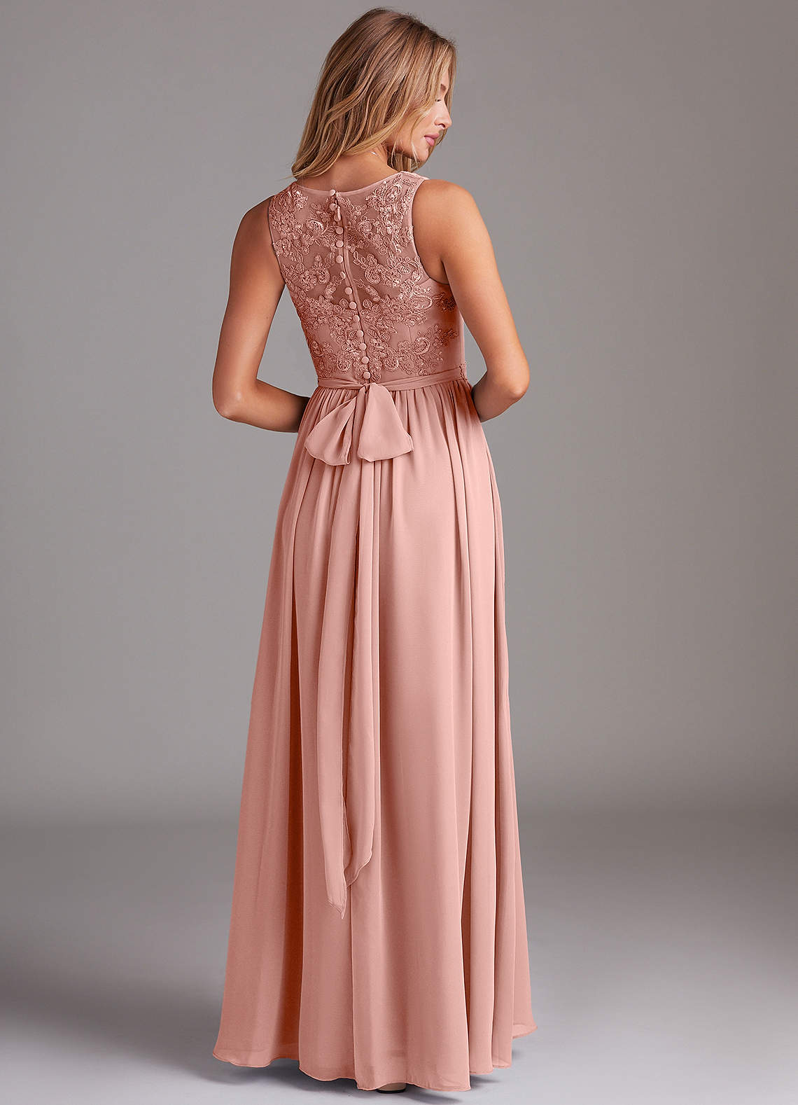 Kingsley A-Line V-Neck Chiffon Bridesmaid Dress in Rosette